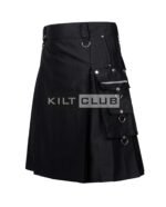 Black Cotton Gothic Utility Kilt - Image 3