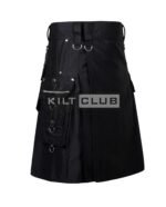 Black Cotton Gothic Utility Kilt - Image 2