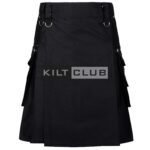 Black Cotton Gothic Utility Kilt