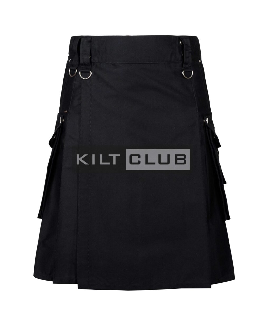 Black Cotton Gothic Utility Kilt