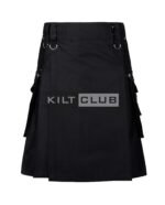 Black Cotton Gothic Utility Kilt