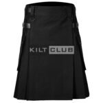 Black Cotton Utility Kilt