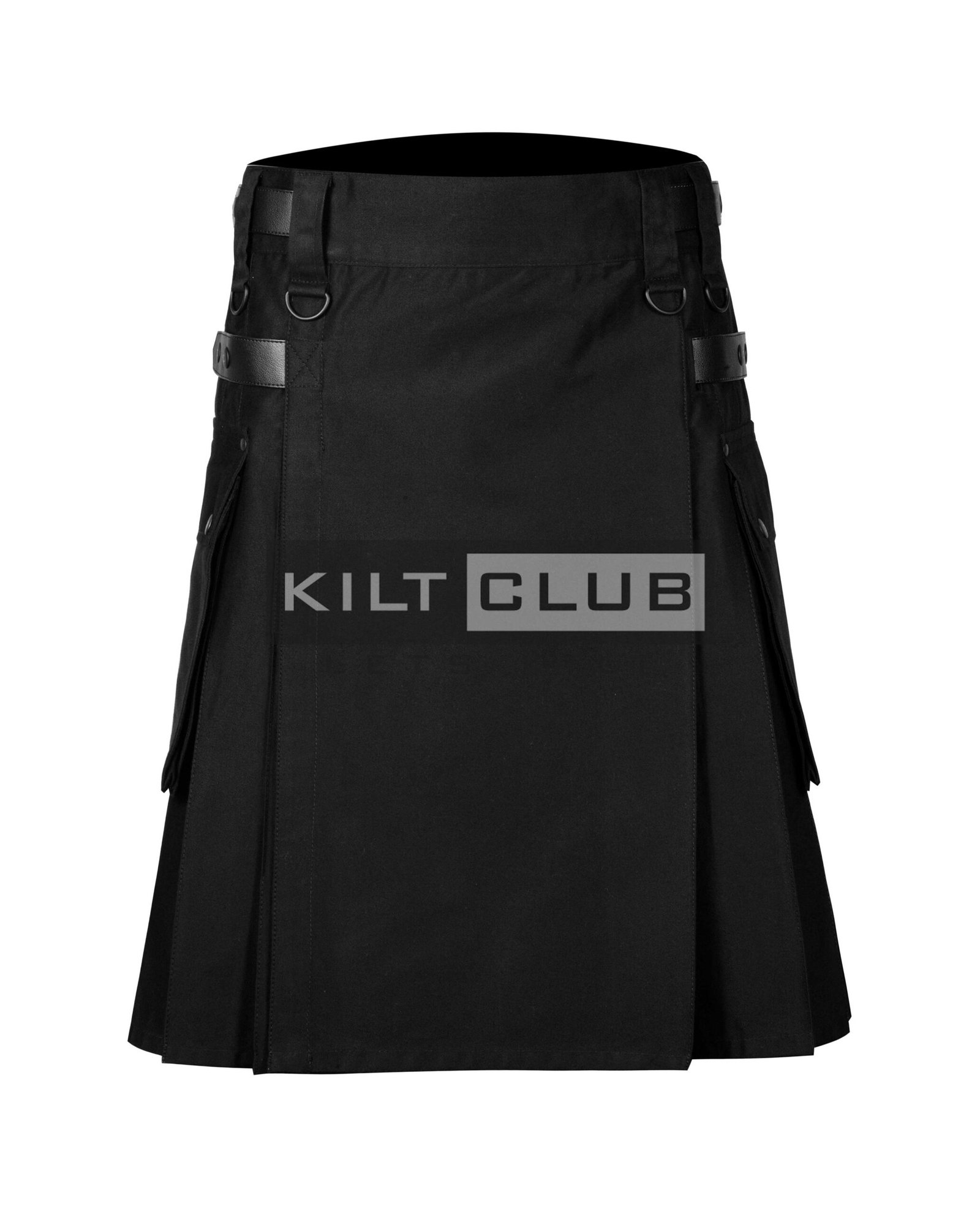 Black Cotton Utility Kilt