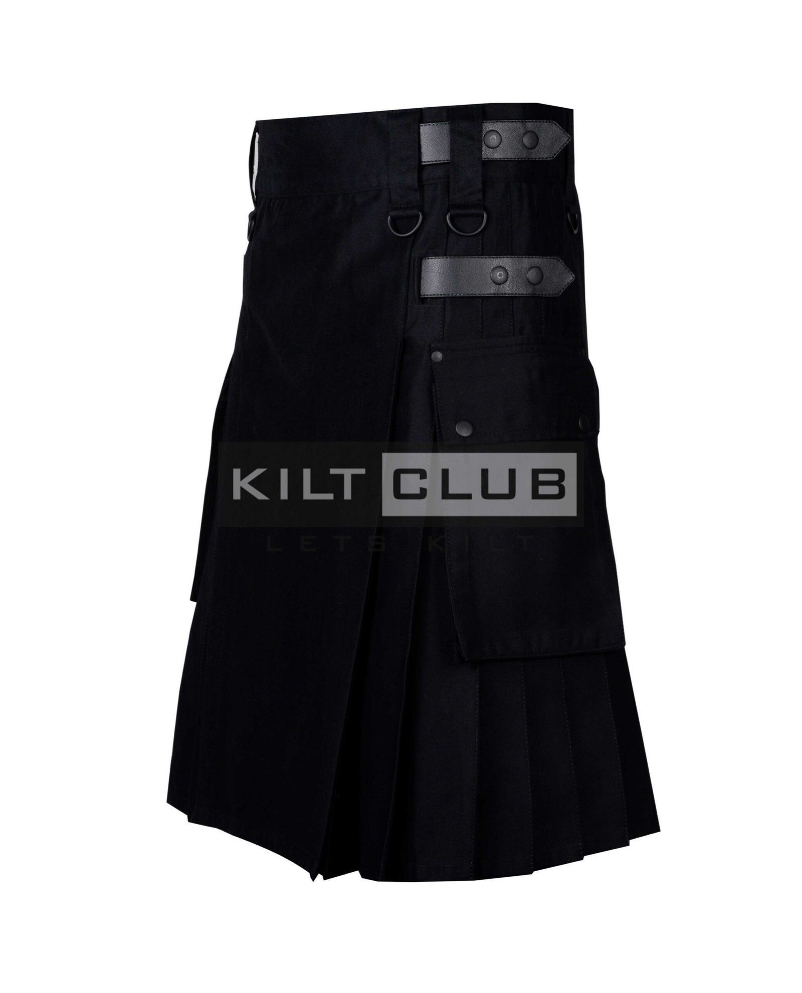 Black Cotton Utility Kilt - Image 3