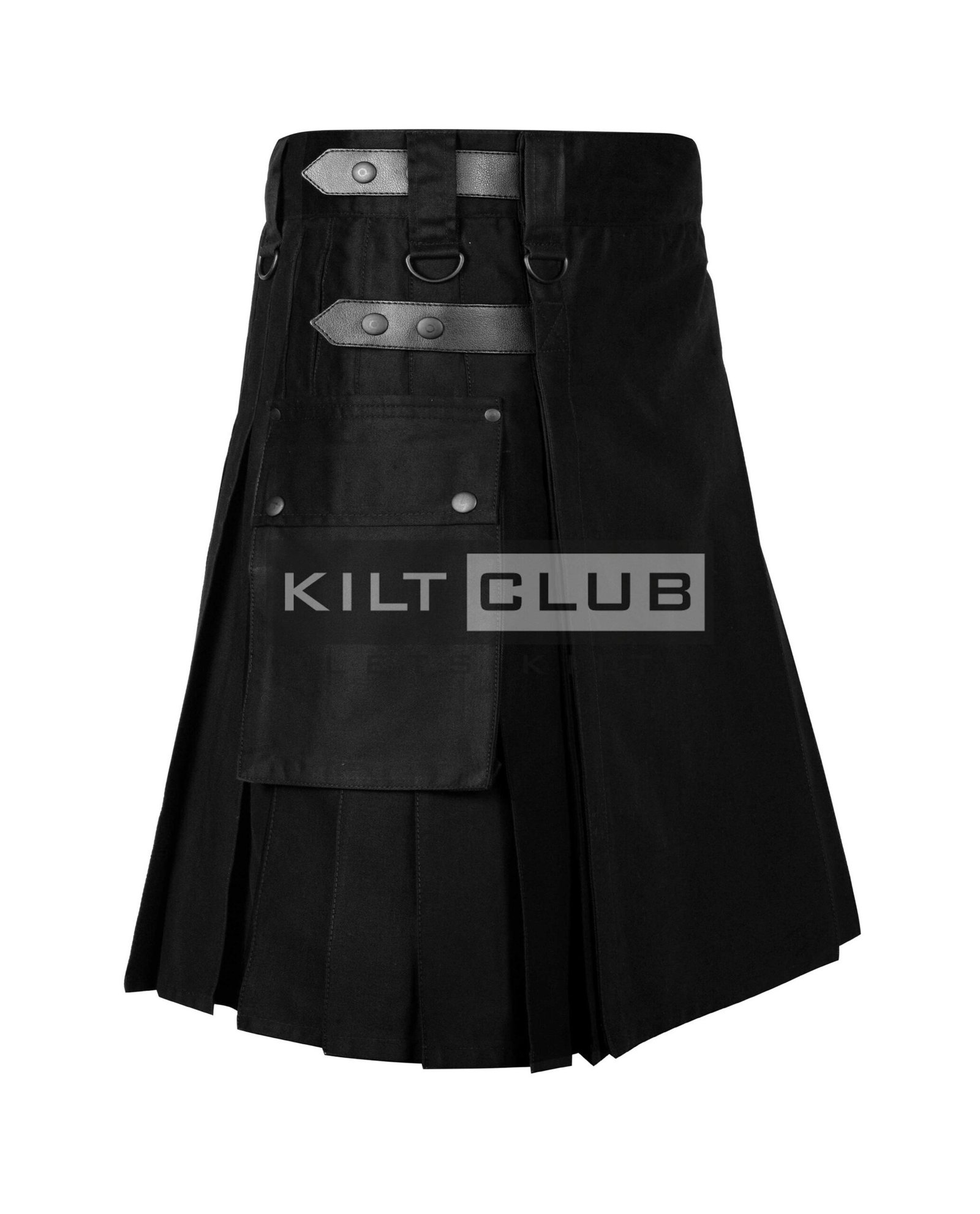 Black Cotton Utility Kilt - Image 2
