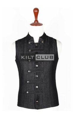 Black Denim Gothic Waistcoat