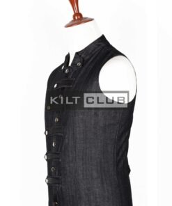 Alternative view of Black Denim Gothic Waistcoat