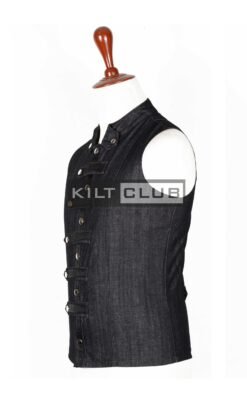 Alternative view of Black Denim Gothic Waistcoat