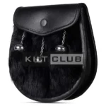 Black Leather Rabbit Fur Semi Dress Sporran