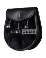 Black Leather Rabbit Fur Semi Dress Sporran