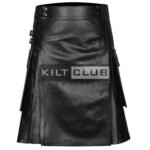 Black Leather Utility Kilt