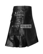 Black Leather Utility Kilt - Image 4