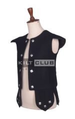 Black Serge Wool Scottish Chieftain Waistcoat - Image 3