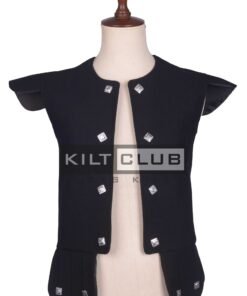 Black Serge Wool Scottish Chieftain Waistcoat