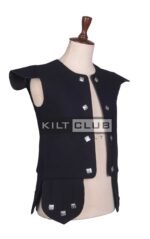 Black Serge Wool Scottish Chieftain Waistcoat - Image 2