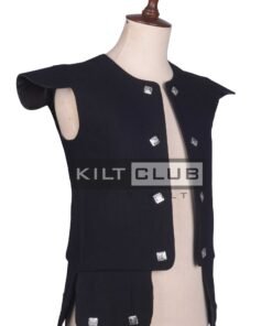 Alternative view of Black Serge Wool Scottish Chieftain Waistcoat