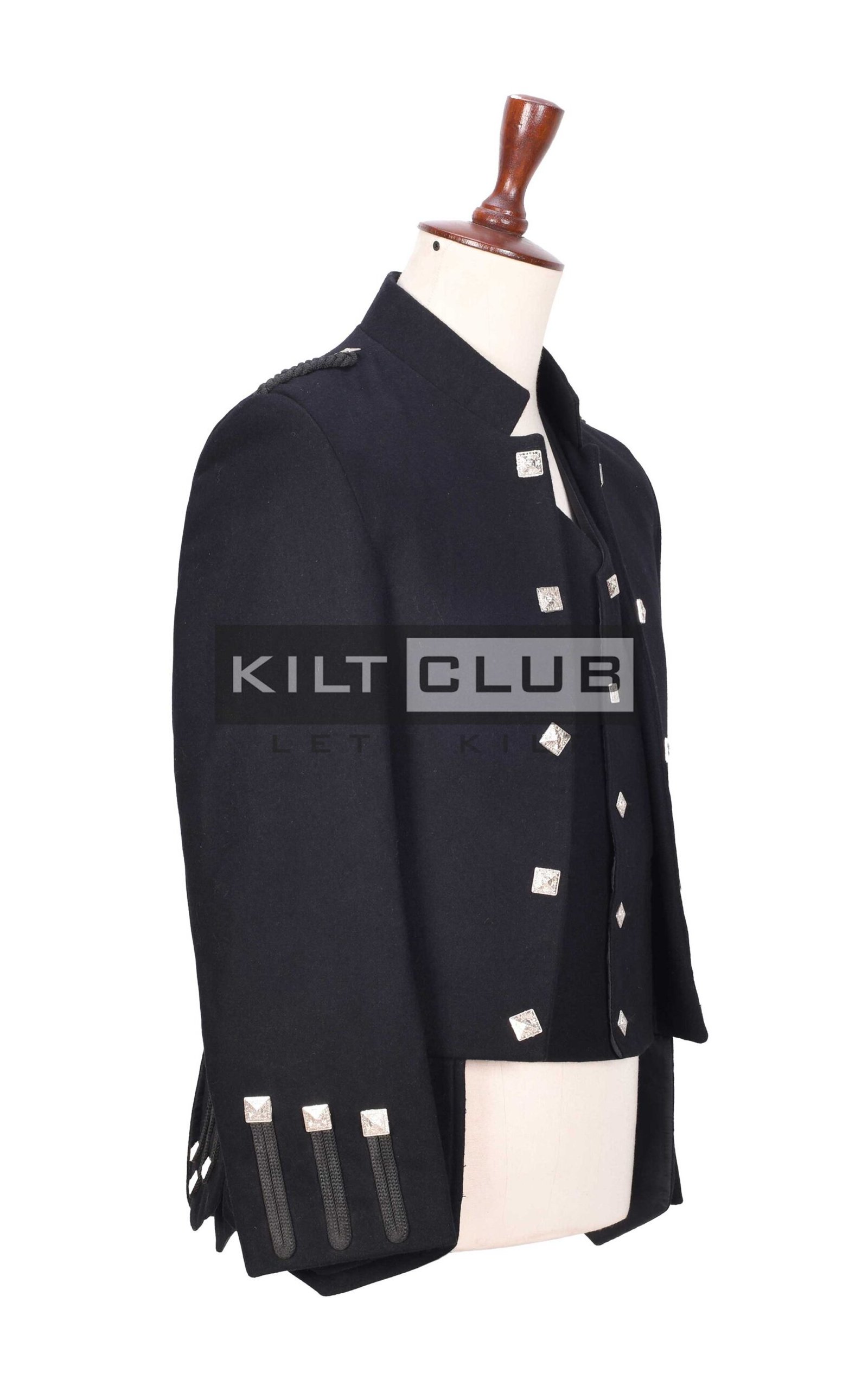 Black Serge Wool Sheriffmuir Waistcoat - Image 4