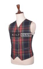Black Stewart Tartan Scottish Waistcoat - Image 3