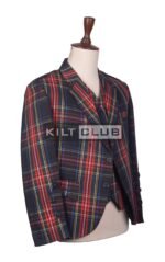 Black Stewart Tartan Scottish Jacket - Image 3