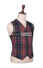 Black Stewart Tartan Scottish Waistcoat - Image 2
