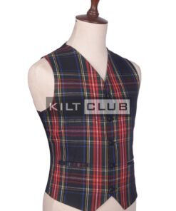 Alternative view of Black Stewart Tartan Scottish Waistcoat
