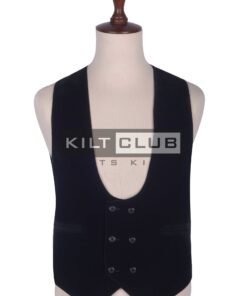 Black Velvet Double Breasted Kilt Waistcoat