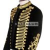 Black Velvet Gold Braided Military Jacket