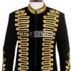 Black Velvet Gold Braided Military Jacket