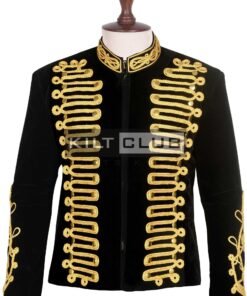 Black Velvet Gold Braided Military Jacket