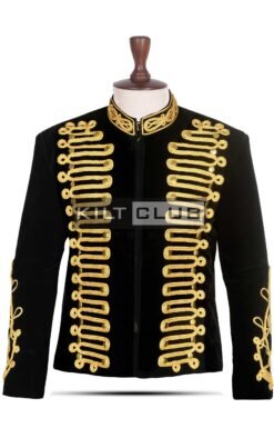Black Velvet Gold Braided Military Jacket