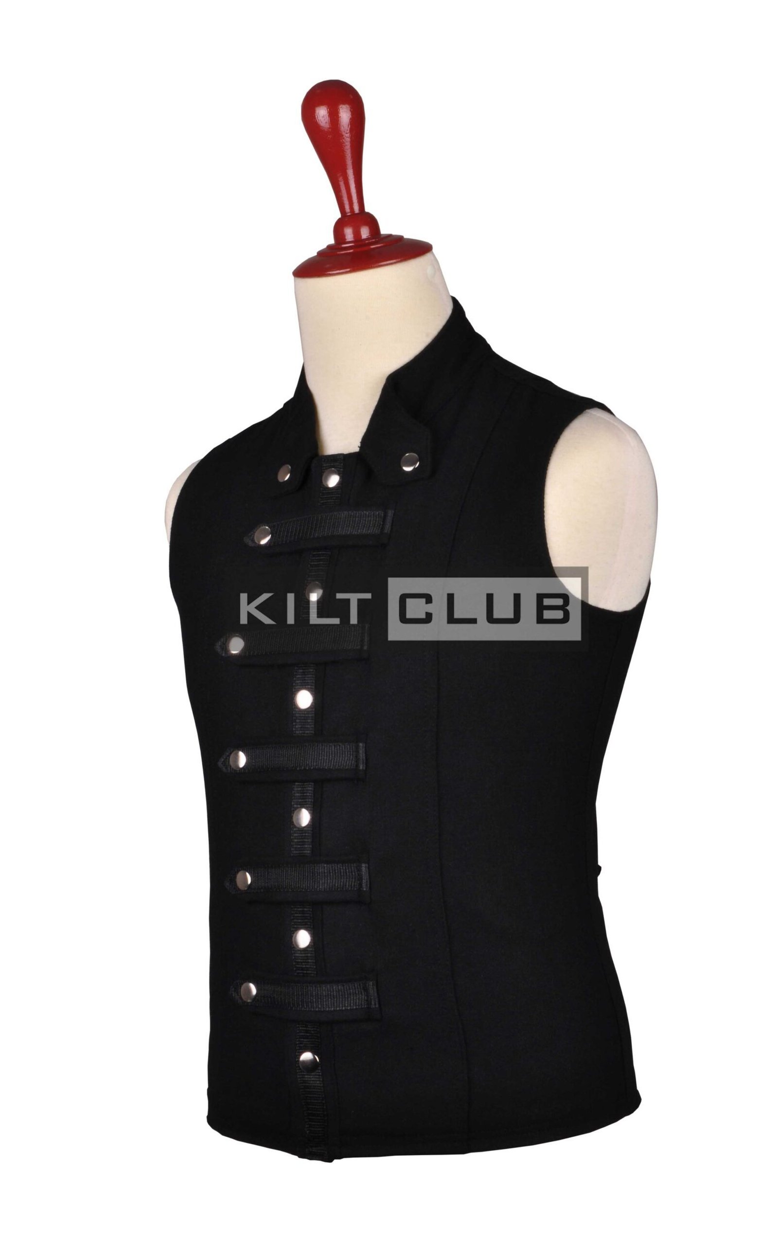 Black Wool Cyber Goth Waistcoat - Image 3