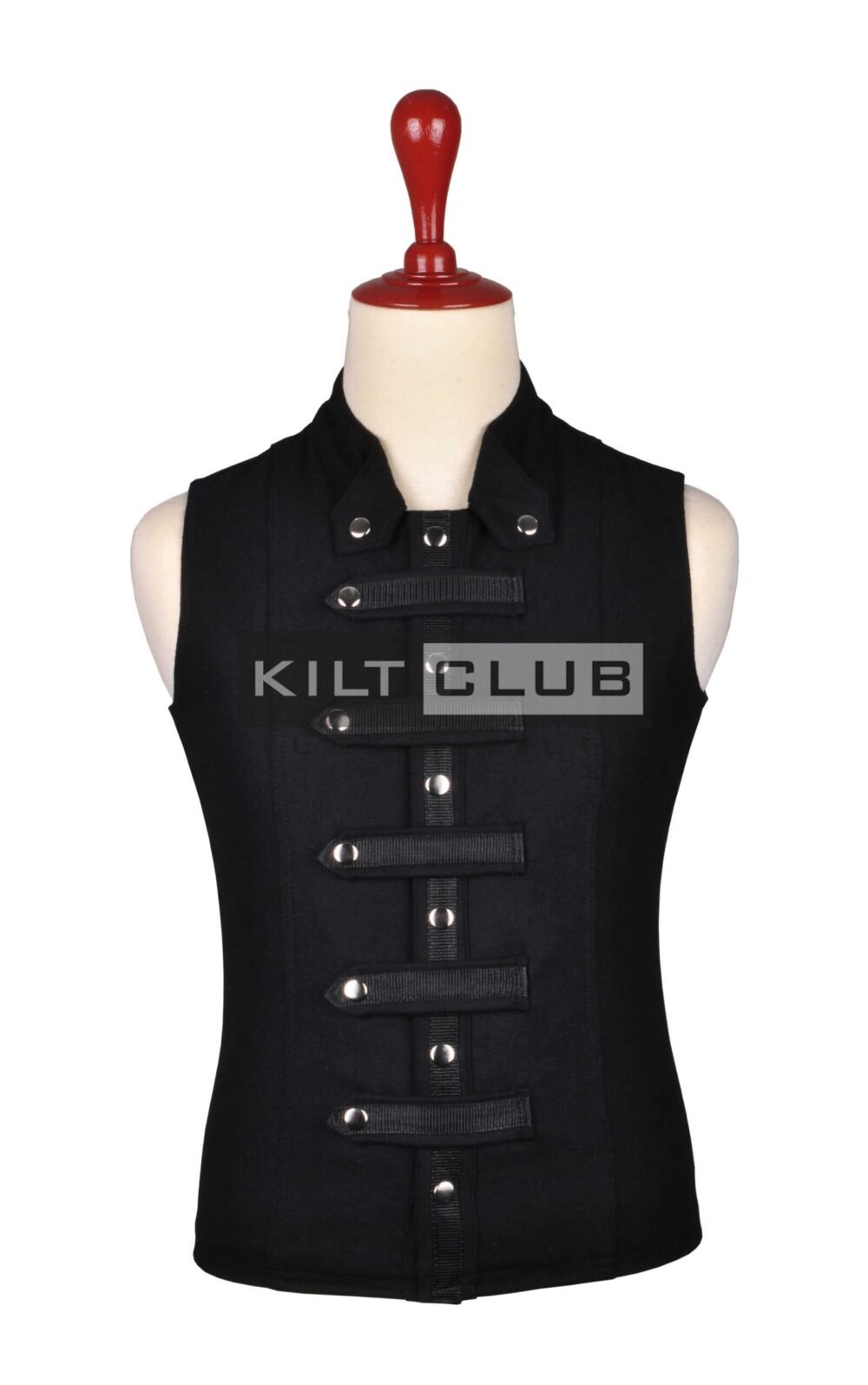 Black Wool Cyber Goth Waistcoat