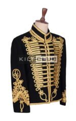 Black Wool Hussar Jacket Hand Braided - Image 3