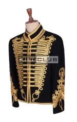Black Wool Hussar Jacket Hand Braided - Image 2
