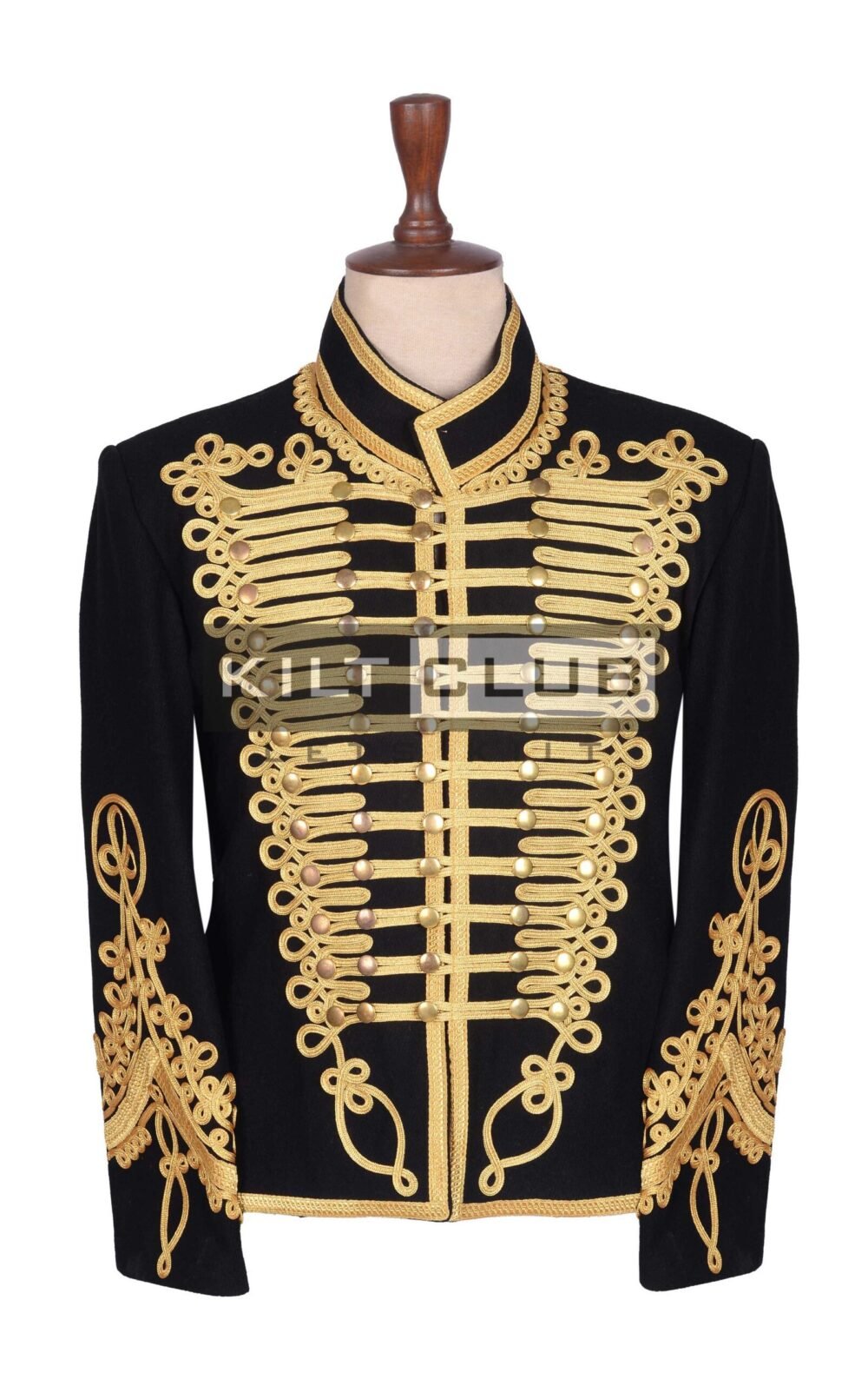 Black Wool Hussar Jacket Hand Braided