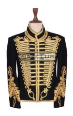 Black Wool Hussar Jacket Hand Braided