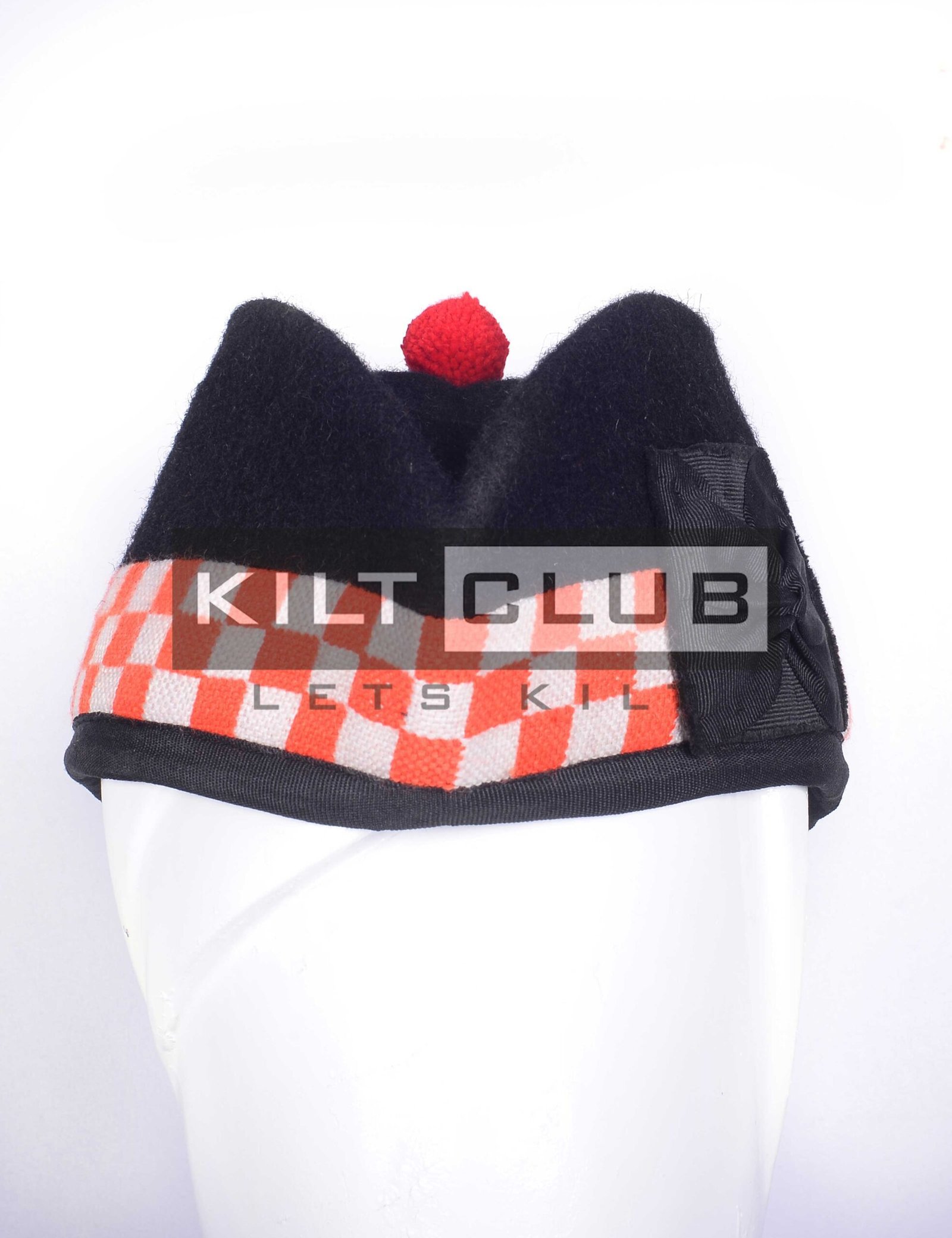 Black Wool - Orange White Diced Cap