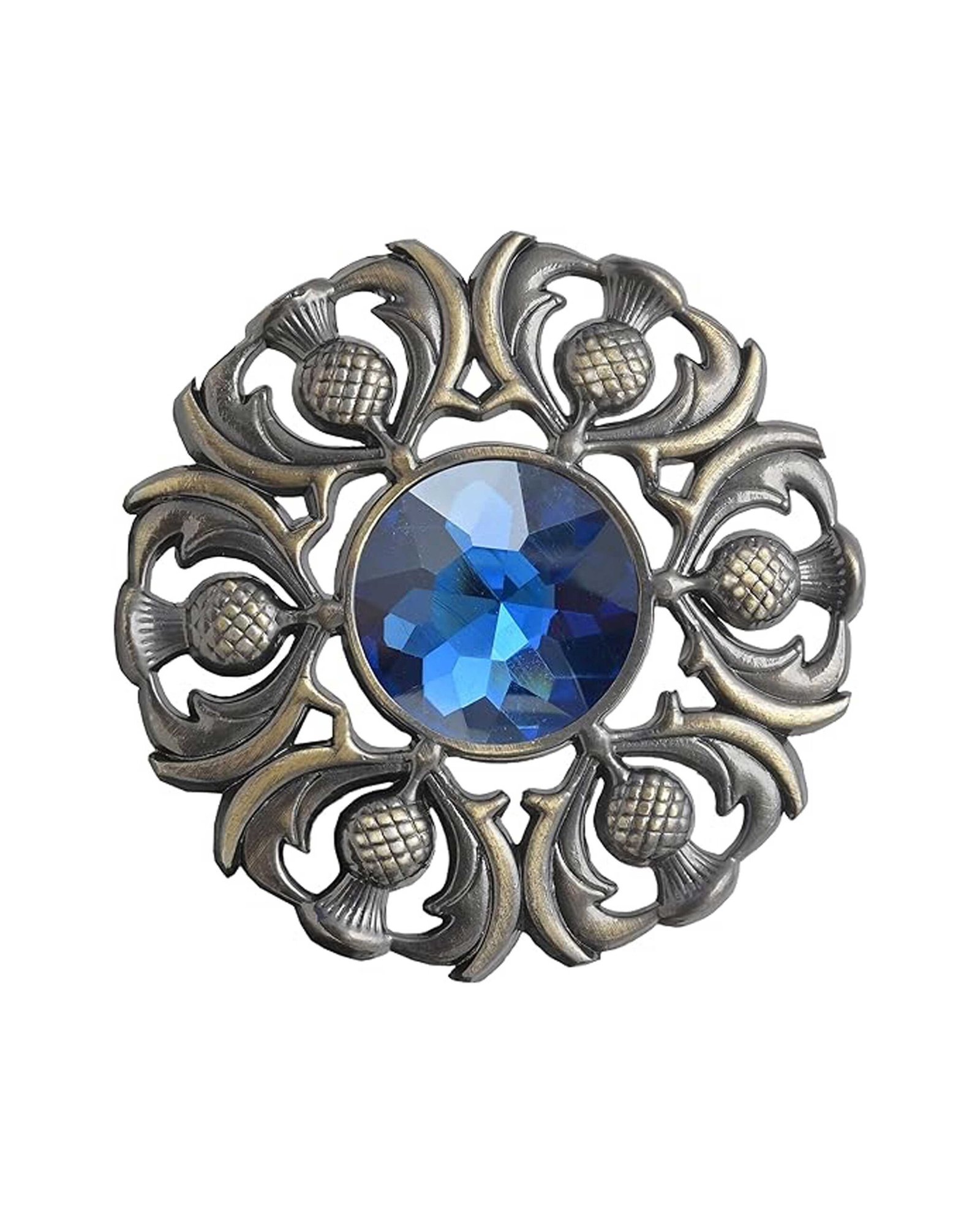 Scottish Brooch Pin Blue Antique Brass