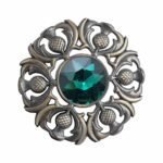 Scottish Brooch Pin Bottle Green Antique Brass