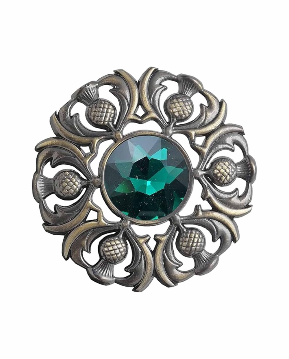 Scottish Brooch Pin Bottle Green Antique Brass