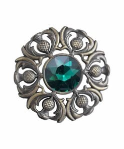 Scottish Brooch Pin Bottle Green Antique Brass