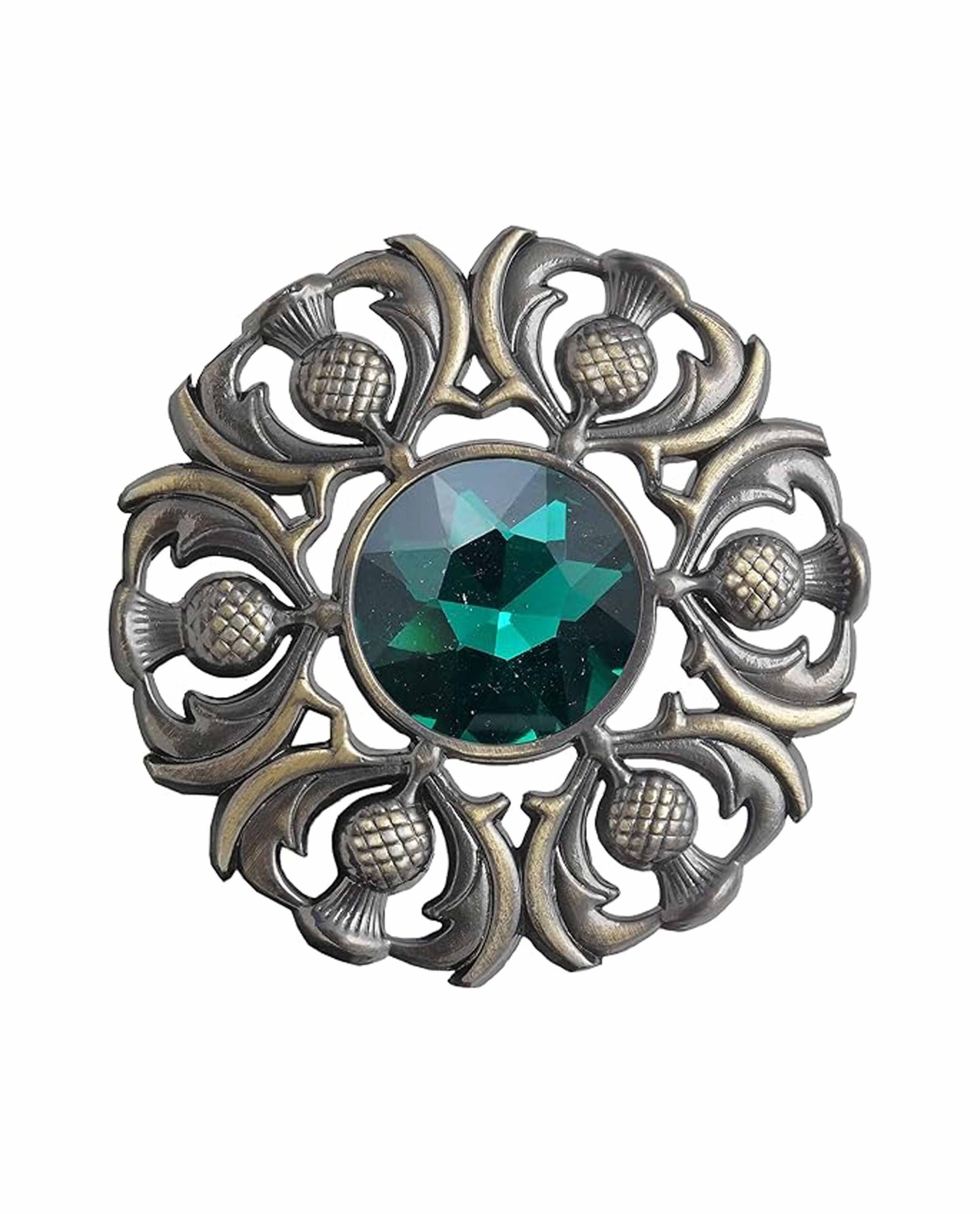 Scottish Brooch Pin Bottle Green Antique Brass