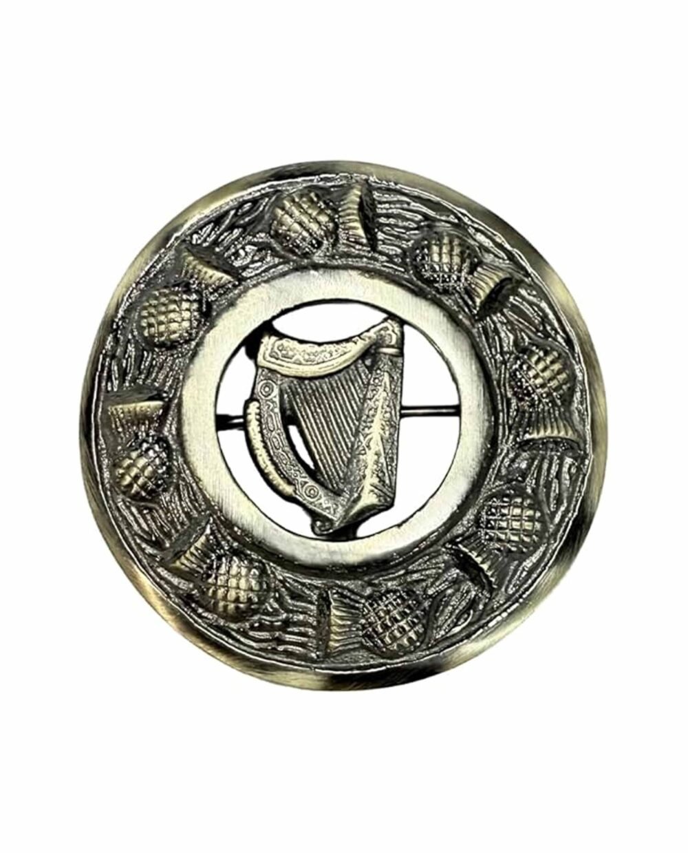 Scottish Brooch Pin Antique Harp