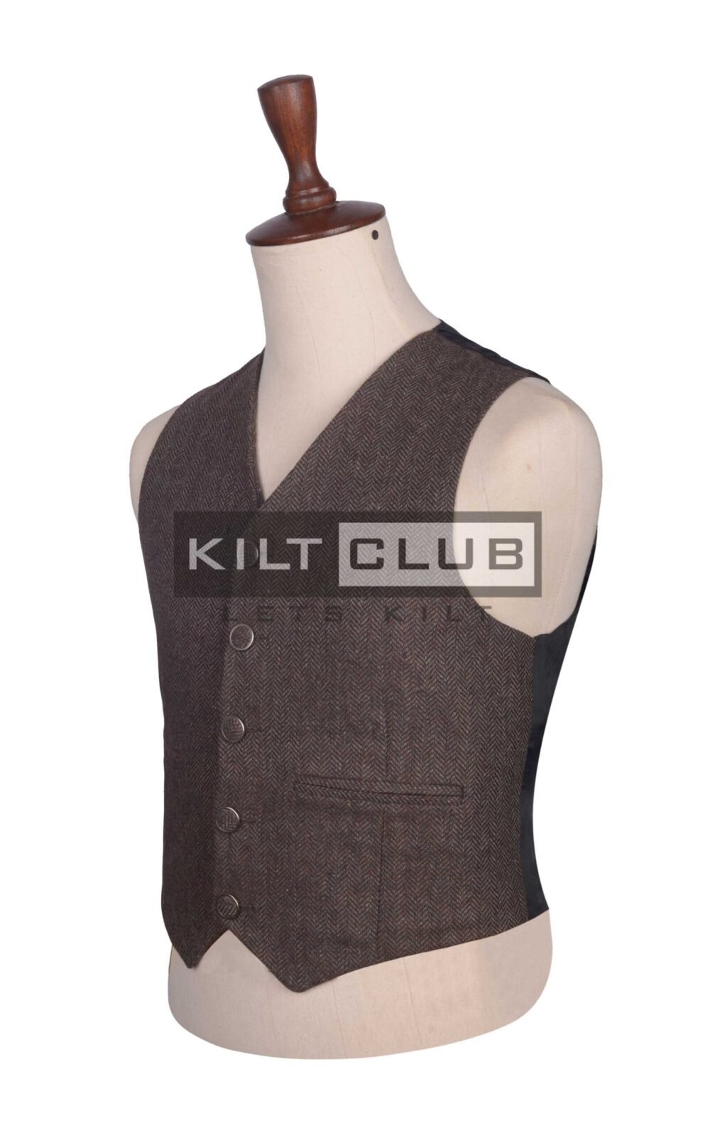 Brown Tweed 5 Buttons Argyll Waistcoat