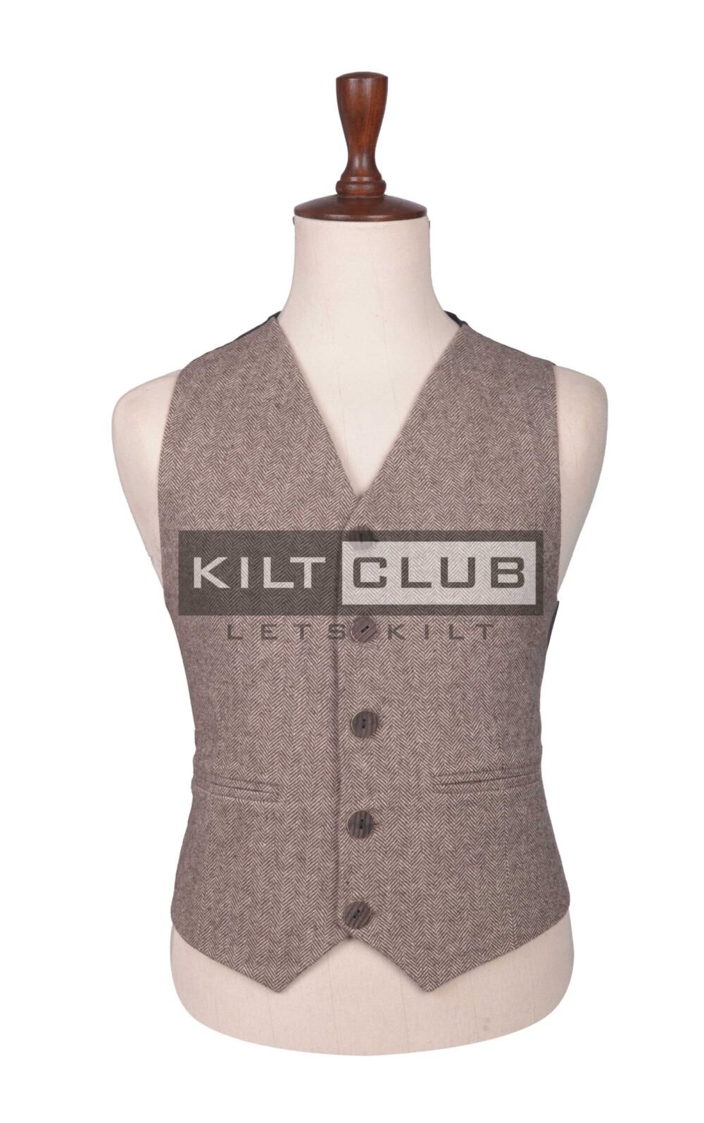 Brown Tweed Bone Buttons Argyll Waistcoat