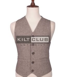 Brown Tweed Bone Buttons Argyll Waistcoat