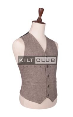 Alternative view of Brown Tweed Bone Buttons Argyll Waistcoat