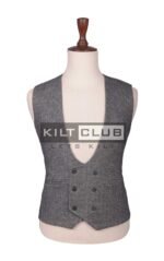 Grey Tweed Double Breasted Kilt Waistcoat