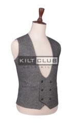 Grey Tweed Double Breasted Kilt Waistcoat - Image 3