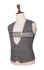 Grey Tweed Double Breasted Kilt Waistcoat - Image 2